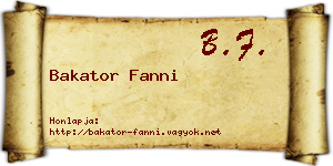 Bakator Fanni névjegykártya